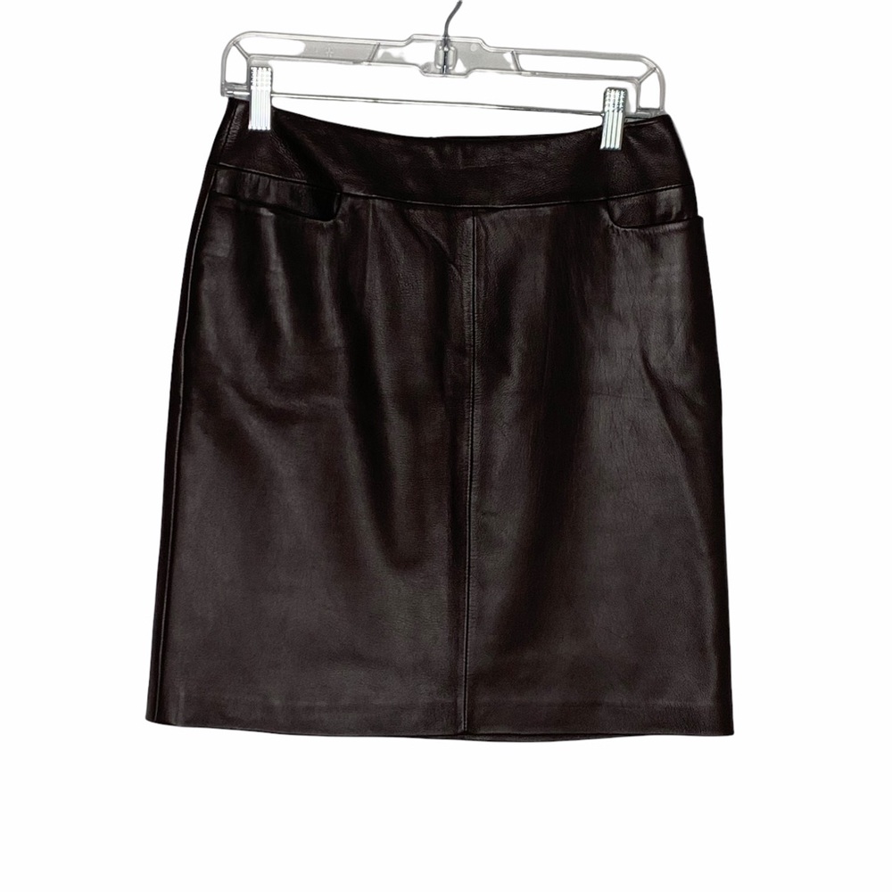 Shin Choi Italian Leather Skirt Brown Size 4. - Picture 1 of 9